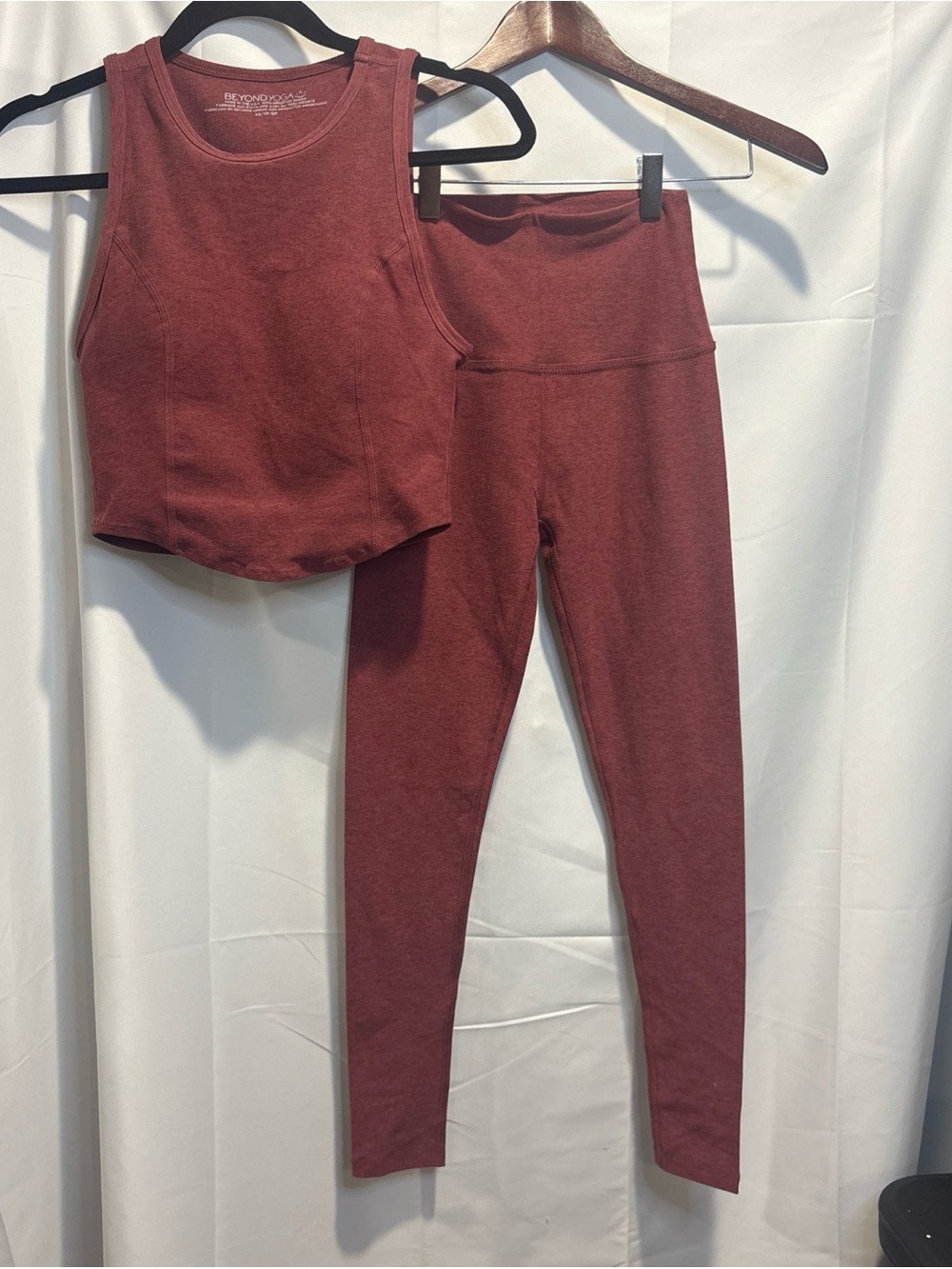 Beyond Yoga Burgundy Seamless High-Rise Legging & Crop Tank Set